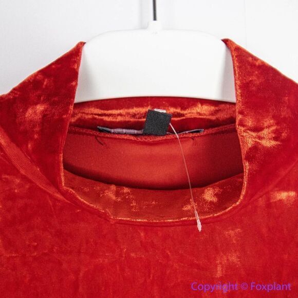 NEW Eloquii Crushed Velvet Mock Neck Top in red,‎ 18/20 - Picture 7 of 16